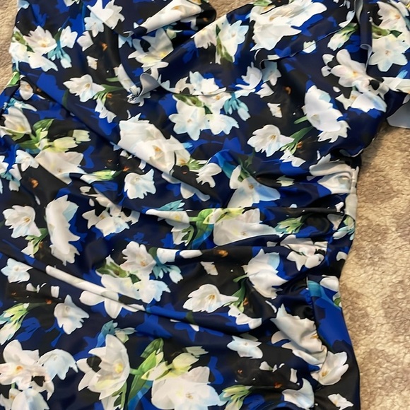 NICOLE MILLER Swim Suit 1 Piece Ruffle Blue Floral Large - Picture 3 of 6